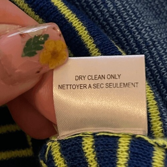 Nanette Lepore Heartbeat Blue Yellow Striped Linen Blend Dress Ruffle Pockets S‎ - Picture 10 of 10